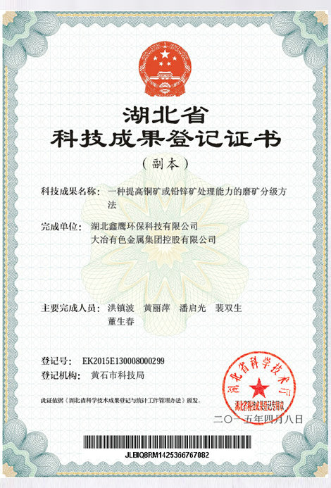 Technology Achievement Registration Certificate